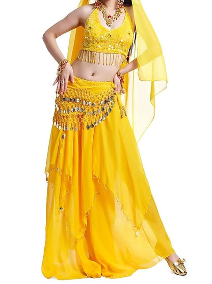 Belly Dance Coin Beading Sequin Women's Chiffon / Performance