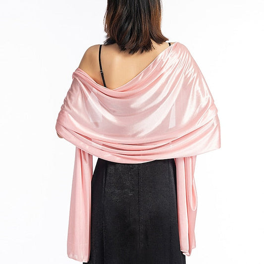 Women's Imitation Silk Sheer Scarf Cape Solid Color Long Shawl Wrap