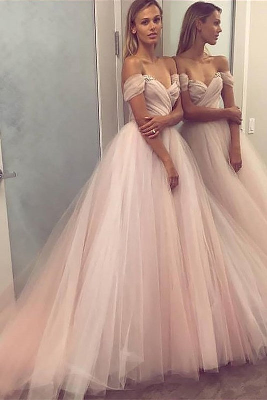 edgynewlook Chic Off-the-Shoulder Tulle Prom Dress