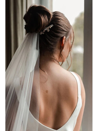 One-tier Formal Style Wedding Veils with Pure Color