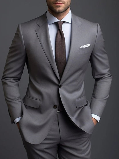 Men's Tailored Fit Single Breasted Two-buttons 2 Pieces Wedding Suits