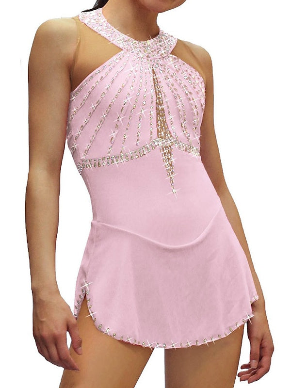 Figure Skating Dress Women's Girls' Halter Ice Skating Dress