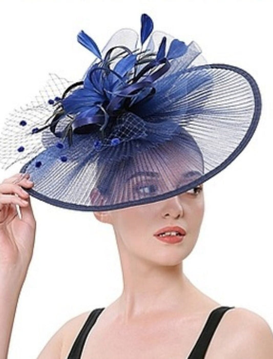 Elegant Tulle Kentucky Derby Hat Horse Race Feather Retro Fascinators/Headbands