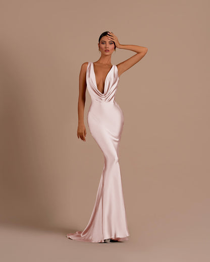 Elegant Champagne Sliming Prom Dress Long Mermaid Dress YB0045