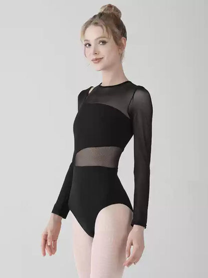 Ballet Tulle Round Neck Long Sleeves Training Leotard / Onesie