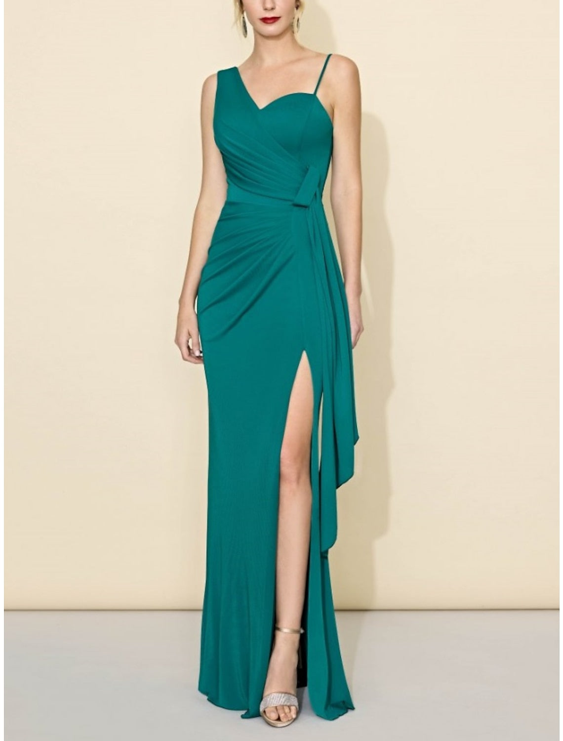 Sheath/Column One-Shoulder Floor-length Long Bridesmaid Dresses