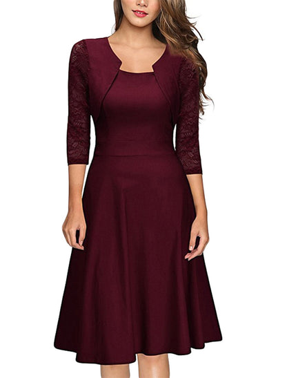 A-Line/Princess Round Neck Lace Cocktail Party Dresses with Applique