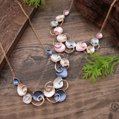 Fashionable Art Enamel Irregular Cutout Petal Alloy Necklace