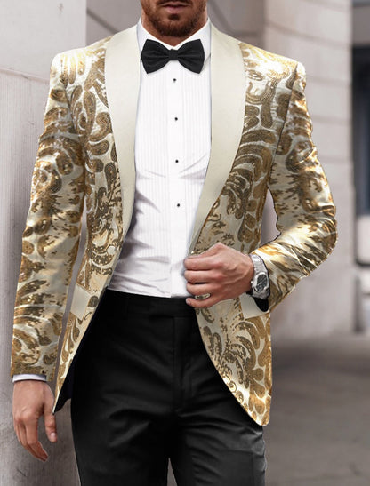 Men's Tailored Fit Single Breasted One-button Sequins Party Jacket