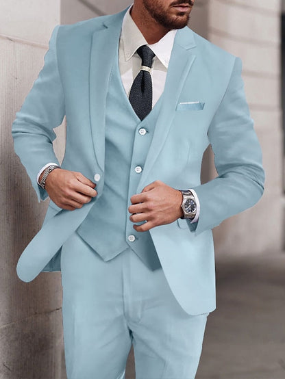 Men's Standard Fit Single Breasted One-button 3 Pieces Wedding Suits