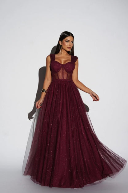 edgynewlook Tulle Long A-Line Prom Dress Sleeveless