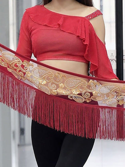 Belly Dance Belt Cinch Cord Beading Tassel Women's Training Performance