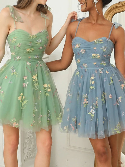 A-Line/Princess Spaghetti Straps Mini Prom Dresses