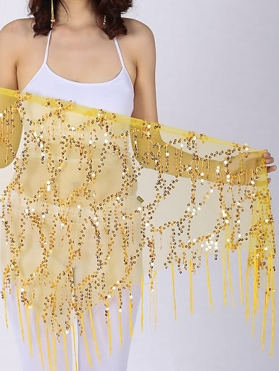 Belly Dance Hip Scarves Women's Performance Chinlon Sequin Hip Scarf Party Accessories