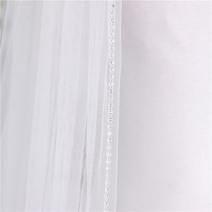 One-tier Classic Wedding Veil with Beading