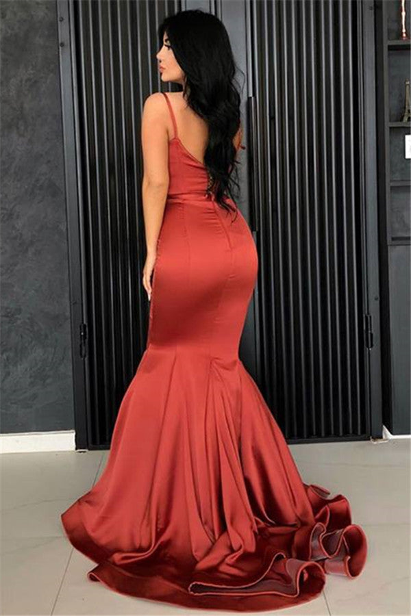 edgynewlook Burnt Orange Mermaid Prom Dress Long