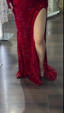 Fashion Split Red Strapless Charming Prom Dress ZT0197