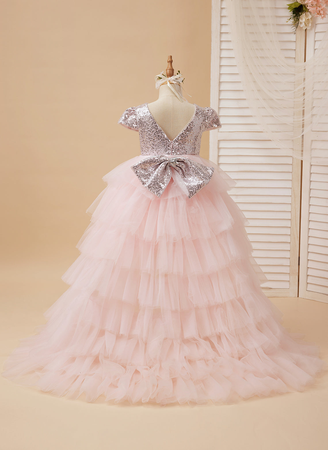 Ball-Gown/Princess Tulle Pink Birthday Flower Girl Dress