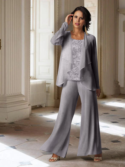 Chiffon Long Sleeves Mother of the Bride Pantsuits with Jacket