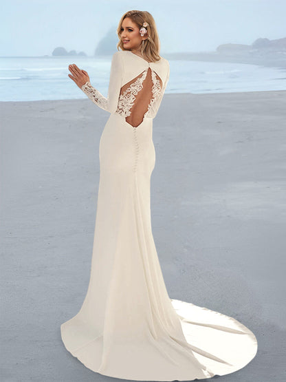 Trumpet/Mermaid V-Neck Wedding Dress with Applique