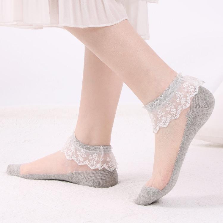 5 Pcs Women's Wedding Work Holiday Lace Polyester Sexy Lolita Vintage Retro Cute Anckle Socks Low Cut Socks