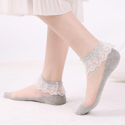 5 Pcs Women's Wedding Work Holiday Lace Polyester Sexy Lolita Vintage Retro Cute Anckle Socks Low Cut Socks