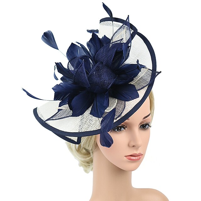 Fascinators Linen Party Evening Cocktail With Feather Headpiece