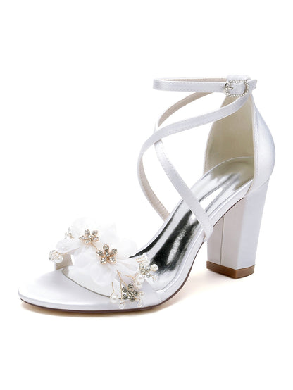 Women's Wedding Shoes Rhinestone High Heel Open Toe Bridal Shoes