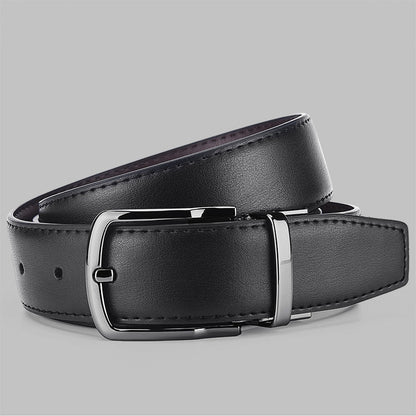 Men's Black PU Leather Pin Buckle Swivel Modern Business Wear Belt