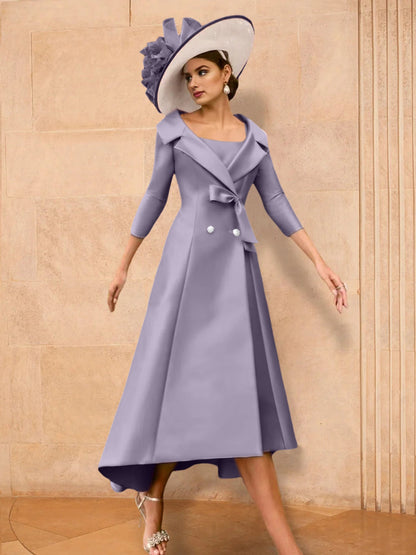 A-Line/Princess Long Sleeves Mother of the Bride Dresses with Bowknot