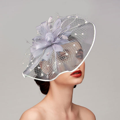 Elegant Retro Melbourne Hat Fascinators Headpiece with Feather & Flower