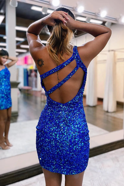 Magdalene |Bodycon One Shoulder Sequins Homecoming Dress