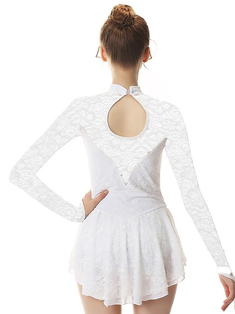 Figure Skating Dress Women's Girls' Dancewear Spandex High Elasticity Fashion Long Sleeve Skating Dress