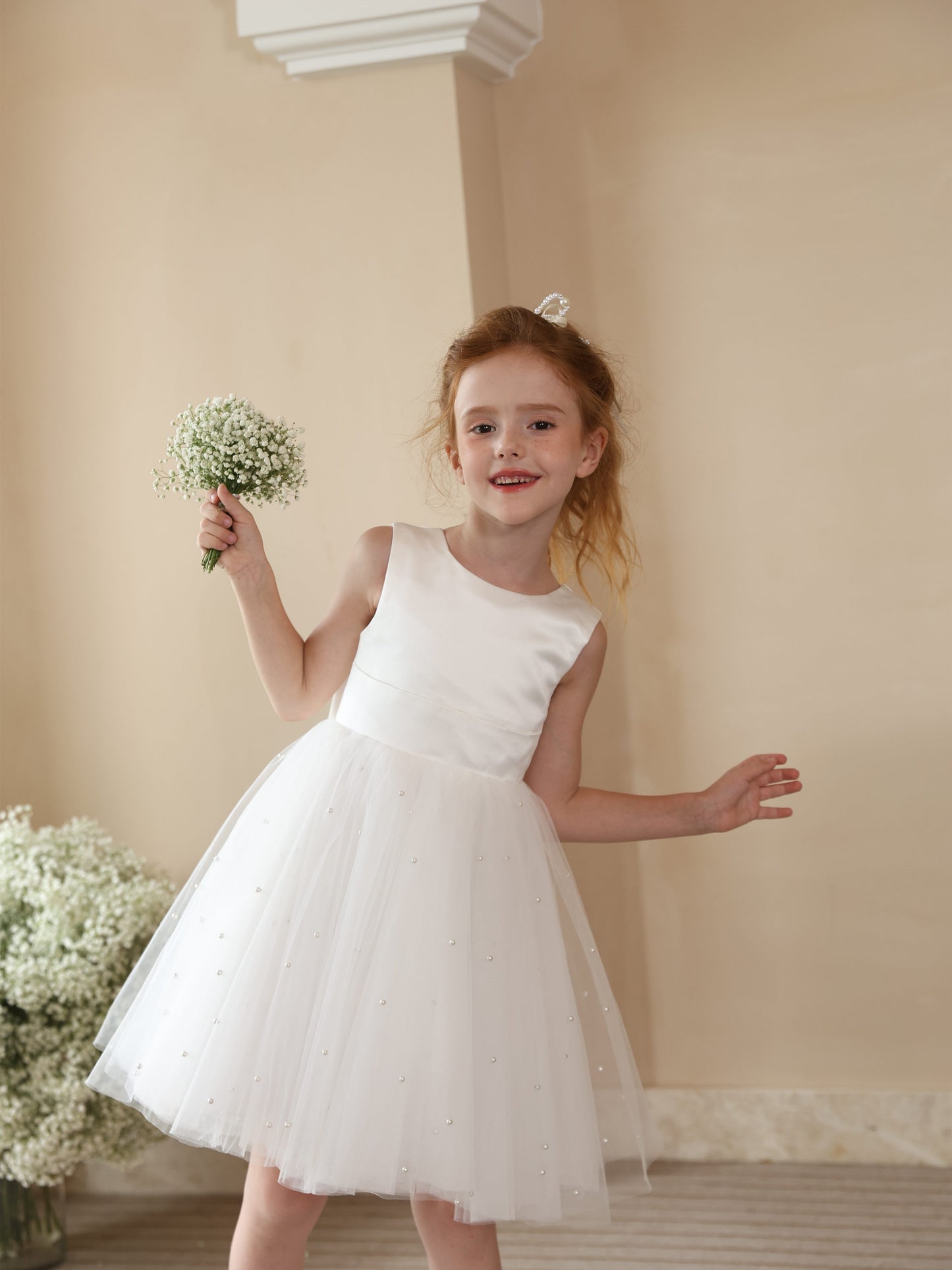 Ball-Gown Scoop Sleeveless Short/Mini Flower Girl Dresses With Bowknot