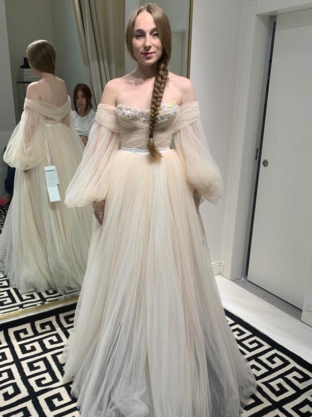 LTP0410,Popular off the shoulder tulle wedding dresses sweetheart wedding dress a line bridal gown prom dresses long party gown