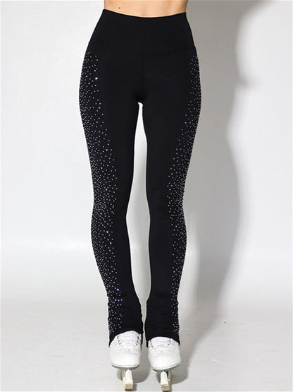 Figure Skating Pants Women's Girls' Ice Dancewear Stretchy Crystal/Rhinestone Ice Skating Bottoms