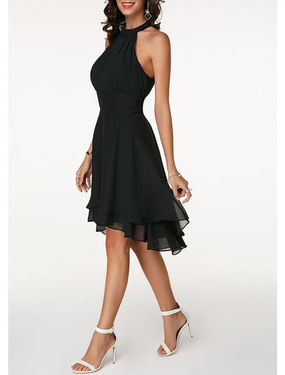 A-Line/Princess Halter Knee-Length Sleeveless Cocktail Party Dresses Chiffon with Ruffles