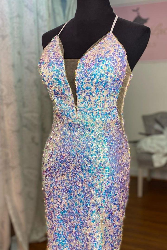 Blue Ombre Sequins Bodycon Party Dress  gh1505