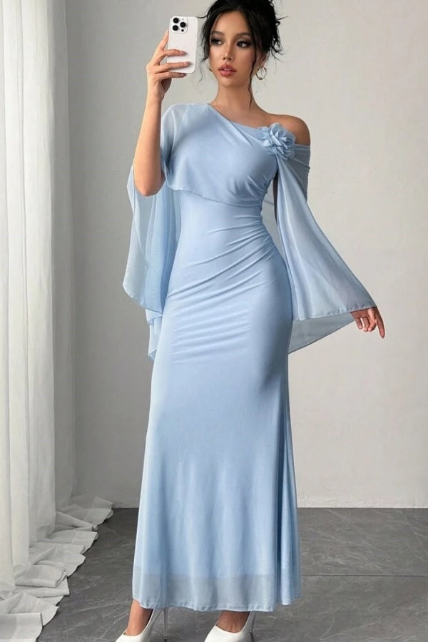 Chic Light Blue Chiffon One-Shoulder Prom Dress ZT0466