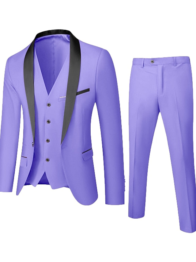 Men's Standard Fit Single Breasted One-button 3 Pieces Wedding Suits