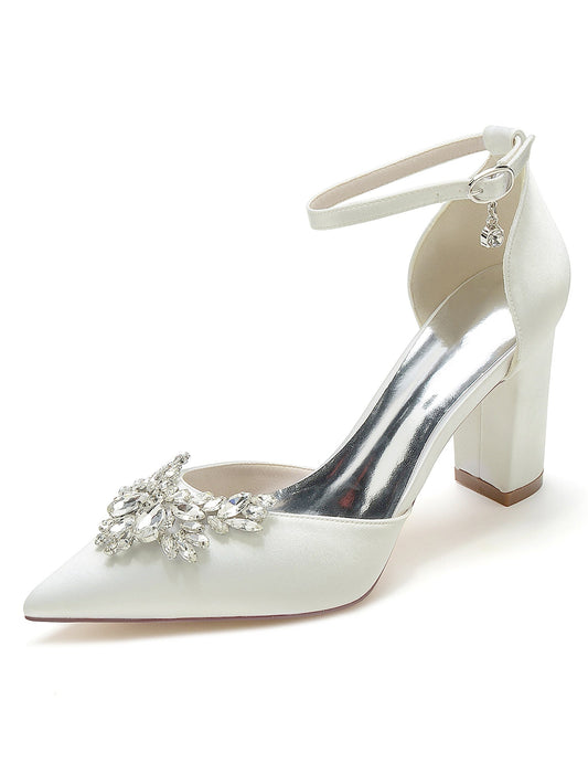 Women's Wedding Rhinestone High Heel Pointed Toe Bridesmaid Shoes