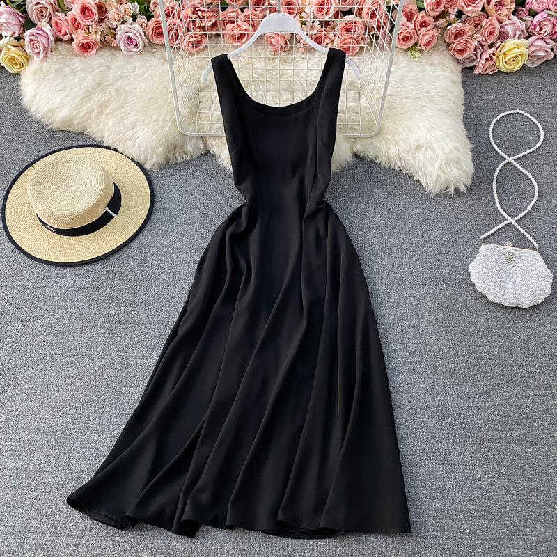 Slim waist Hepburn vintage dress  2890