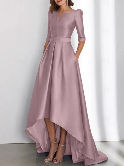 A-Line/Princess Half Sleeves Asymmetrical Mother Of The Bride Dresses With Pockets