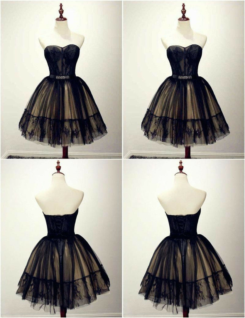 LTP0634,Princess black lace homecoming dresses ball gown mini prom dresses