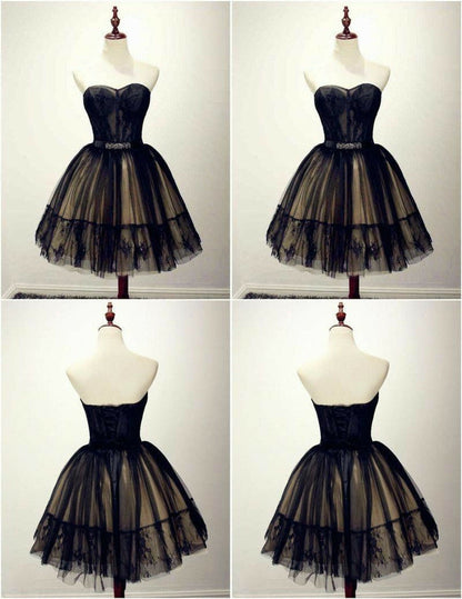 LTP0634,Princess black lace homecoming dresses ball gown mini prom dresses