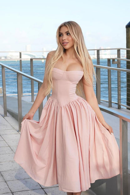 edgynewlook Simple Blushing Pink Satin Sleeveless Spaghtti Strap A Line Short Prom Dress with Pleated