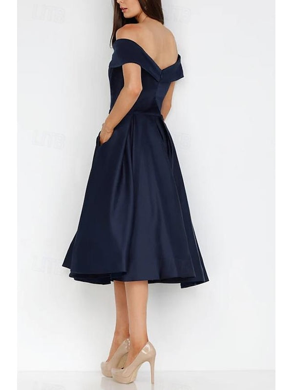 A-Line/Princess Sweetheart Sleeveless Tea Length Cocktail Dresses with Ruched