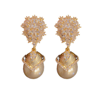 Luxury Champagne Artificial Pearl Earrings