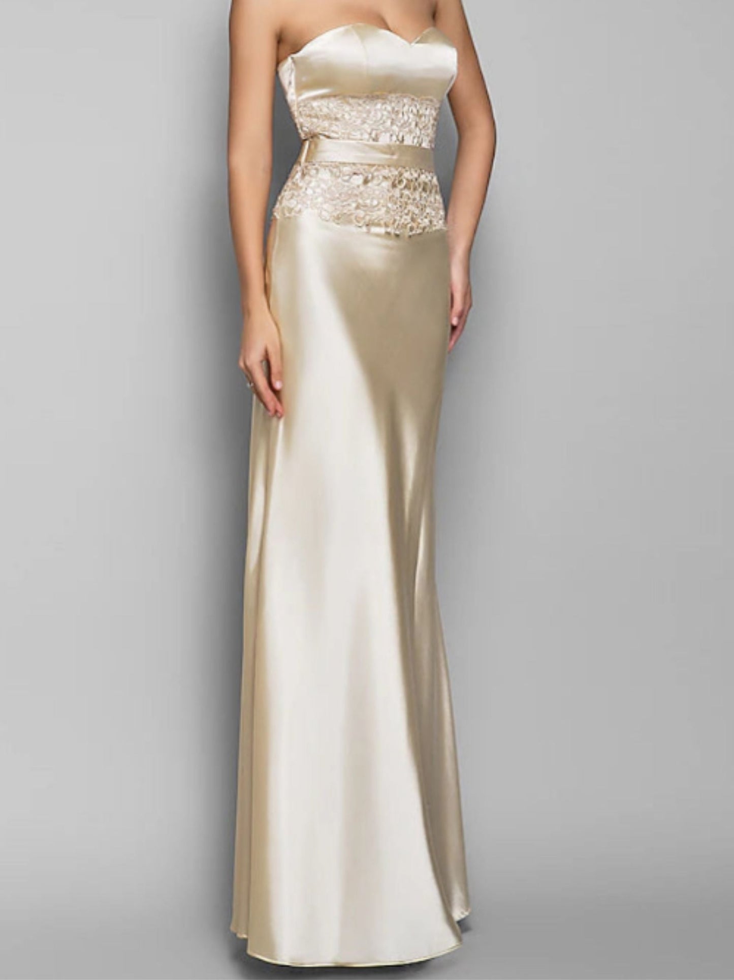 Mermaid/Trumpet Sweetheart Sleeveless Floor-Length Wedding Guest Dresses With Appliques Lace