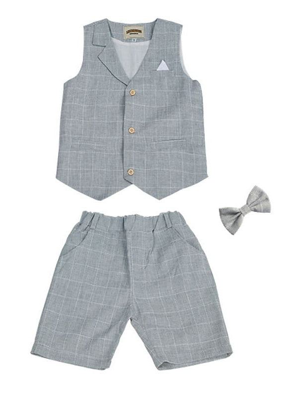 Boys Suit Vest Shorts Set Clothing Set 3 Pieces Sleeveless 4-13 Years Boy's Summer Wedding Suit Sets